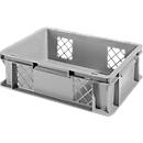 Caja norma europea serie EF 4121, de PP, capacidad 11,1 l, paredes caladas, asa integrada, gris