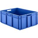 Caja norma europea serie EF 8320, de PP, capacidad 122 l, paredes cerradas, azul, asidero