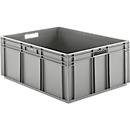 Caja norma europea serie EF 8320, de PP, capacidad 122 l, paredes cerradas, gris, asidero