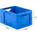 Caja norma europea serie LTB 4220, de PP, capacidad 19,8 l, sin tapa, azul