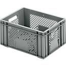 Caja para frutas y verduras Euro Box, apta para alimentos, capacidad 22 L, versión calada, gris