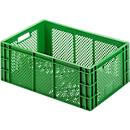Caja para frutas y verduras Euro Box, apta para alimentos, capacidad 43,68 litros, versión calada, verde
