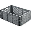 Caja para frutas y verduras Euro Box, apta para alimentos, capacidad 47,9 L, versión calada, gris