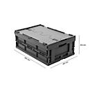 Caja plegable dimensiones norma europea 6422 NG DL, con tapa, para almacenamiento y transporte de retorno, 41,4 l, gris