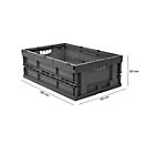 Caja plegable dimensiones norma europea 6422 NG, sin tapa, para almacenamiento y transporte de retorno, 41,4 l, gris