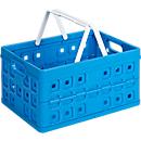 Caja plegable Sunware Square, capacidad 32 l, con asa de transporte, azul/blanco