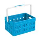 Caja plegable Sunware Square, L 435 x A 310 x H 213 mm, 24 litros, con asa, azul/blanco