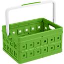 Caja plegable Sunware Square, L 435 x A 310 x H 213 mm, 24 litros, con asa, verde/blanco