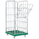 Caja rodante, 4 lados, 724 x 815 x 1640 mm, verde