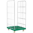 Caja rodante, bilateral, plancha de suelo de plástico, 724 x 815 x 1660 mm, verde (RAL 6024)