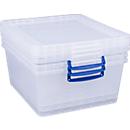 Cajas de almacenaje Really Useful Boxes, transparente, con tapa, 17,5 l, 3 unidades