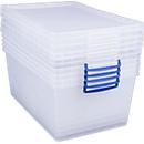 Cajas de almacenaje Really Useful Boxes, transparente, con tapa, 62 l, 5 unidades
