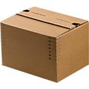 Cajas de cartón para envíos, fondo automático y tapa con solapa recerrable, hasta 20 kg, dimensiones interiores L 270 x W 140 x H 130 mm, cartón corrugado, marrón, 50 piezas