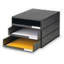 Cajón de escritorio Styro Styroval, para formatos hasta C4, 3 cajones abiertos, material reciclado, negro/negro