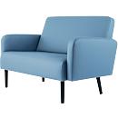 Canapé deux places meet® by Paperflow LISBOA, revêtement en similicuir bleu résistant aux désinfectants, piétement noir, L 1240 x P 815 x H 830 mm
