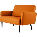Canapé deux places meet® by Paperflow LISBOA, revêtement en similicuir orange résistant aux désinfectants, piétement noir, L 1240 x P 815 x H 830 mm