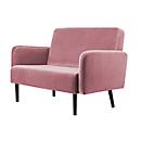 Canapé deux places meet® by Paperflow LISBOA, revêtement velours rose, piétement noir, L 1240 x P 815 x H 830 mm