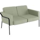 Canapé deux places meet by Paperflow MEDSO Klassik, rembourré, assise interchangeable, L 1040 x P 515 x H 410 mm, tissu et acier, vert/noir mat