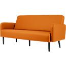 Canapé trois places meet® by Paperflow LISBOA, revêtement en similicuir orange résistant aux désinfectants, piétement noir, L 1590 x P 550 x H 430 mm