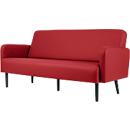 Canapé trois places meet® by Paperflow LISBOA, revêtement en similicuir rouge résistant aux désinfectants, piétement noir, L 1760 x P 815 x H 830 mm