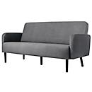 Canapé trois places meet® by Paperflow LISBOA, revêtement tissu gris, piétement noir, L 1760 x P 815 x H 830 mm