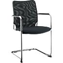 Cantilever chair Sun, with armrests, chrome/black