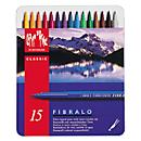 Caran d'Ache Fibralo felt tip pens, line width 1, assorted colours, in metal box, 15 pieces per box