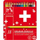 Caran d'Ache Swisscolor CH flag crayon, pack of 18