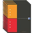 Carnet de notes International Oxford, format A5, quadrillé, 80 g/m², 80 feuilles, 5 p.