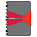 Carnet de notes Leitz Office, format A5, 90 feuilles quadrillées, s'ouvre à 360°, reliure à spirales, couverture plastique, certifié FSC®, rouge