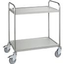 Carrito de acero inoxidable, An 675 x P 445 mm, goma maciza, carcasa de rueda galvanizada