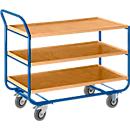 Carrito de transporte con borde de madera, L 1000 x An 575 mm, 3 niveles