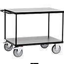 Carrito de transporte con mesa «Grey Edition», acero/madera, 2 niveles, L 1000 x An 600 mm, hasta 600 kg, gris antracita/gris medio