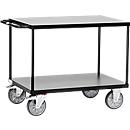 Carrito de transporte con mesa «Grey Edition», acero/madera, 2 niveles, L 1000 x An 600 mm, hasta 600 kg, gris antracita/gris medio