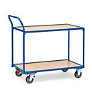 Carro de mesa ligera fetra, acero, azul, 2 estantes, L 1200 x A 800 mm, hasta 300 kg