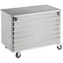 Carro de transporte de aluminio, con tapa abatible, 656 l