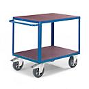 Carro de transporte Rollcart de 2 etapas, L 1000 x A 700 mm, capacidad de carga 1200 kg, con ruedas de plástico, azul genciana RAL 5010