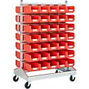 Carro para cajas con abertura frontal, bilateral, An 1130 x P 710 x Al 1705 mm, 70 x 7,5 l rojo