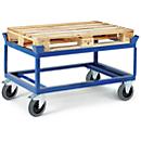 Carro para paletas, superficie de carga L 830 x An 1230 x Al 650 mm, para hasta 750 kg, ruedas giratorias y fijas, neumáticos TPE, acero