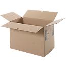 Carton de déménagement, simple cannelure, jusqu'à 40 kg, zone d'étiquetage, poignées renforcées, L 500 x l 300 x H 340 mm, FSC®, marron