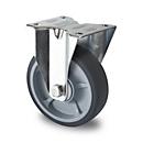 CASCOO Bokwiel P2G2, met wiel ø 125 mm x B 35 mm, velg van polypropyleen, loopvlak van elastomeer, grijs, kogelgelagerd, tot 165 kg