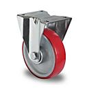 CASCOO fixed castor N2U6, with wheel ø 125 mm x W 32 mm, polyamide rim, polyurethane tread, red, roller bearing, up to 200 kg