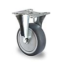 CASCOO fixed castor P2T2, with wheel ø 75 mm x W 25 mm, polypropylene rim, elastomer tread, gray, ball bearing, up to 75 kg