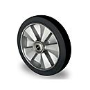 CASCOO inbouwwiel BAF4, met wiel ø 250 mm x B 50 mm, aluminium velg, elastisch loopvlak, zwart, dubbele kogellager, tot 500 kg