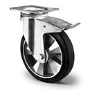 CASCOO Lenkrolle BAF4, mit Totalfeststeller, Rad-ø 200 mm x B 50 mm, Aluminium-Felge, Elastik-Lauffläche, schwarz, Doppelkugellager, bis 500 kg