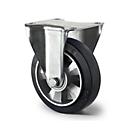 CASCOO Roulette fixe BAF4, avec ø de roue 160 mm x L 50 mm, jante en aluminium, bande de roulement élastique, noire, double roulement à billes, jusqu'à 400 kg