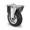 CASCOO Roulette fixe SWS4, avec ø de roue 160 mm x L 40 mm, jante en acier, bande de roulement en caoutchouc plein, noir, roulement à rouleaux, jusqu'à 135 kg