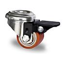 CASCOO roulette pivotante à trou dorsal SWU5, avec blocage de roue, ø de roue 35 mm x L 27 mm, jante en acier, bande de roulement en polyuréthane, marron, roulement à billes double, jusqu'à 100 kg
