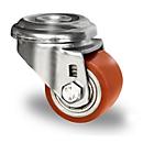 CASCOO roulette pivotante à trou dorsal SWU5, avec roue ø 35 mm x L 27 mm, jante en acier, bande de roulement en polyuréthane, marron, roulement à billes double, jusqu'à 100 kg
