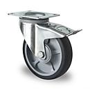 CASCOO Roulette pivotante P2G2, avec blocage total, ø de roue 160 mm x L 40 mm, jante en polypropylène, bande de roulement en élastomère, grise, roulement à billes, jusqu'à 200 kg